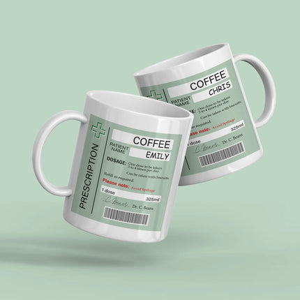 Custom prescription coffee mugs set, ideal for unique gifts 