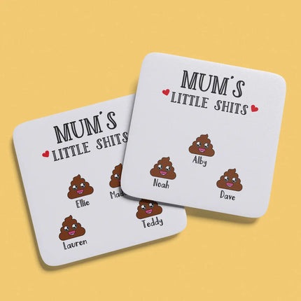 Personalised Little Shi*s Coaster for Mum