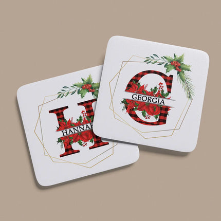 Personalised Christmas Initial Name Coaster Gift