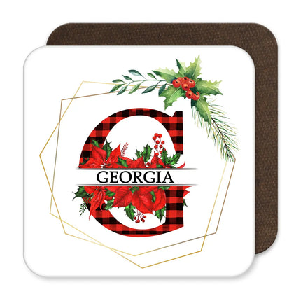 Personalised Christmas Initial Name Coaster