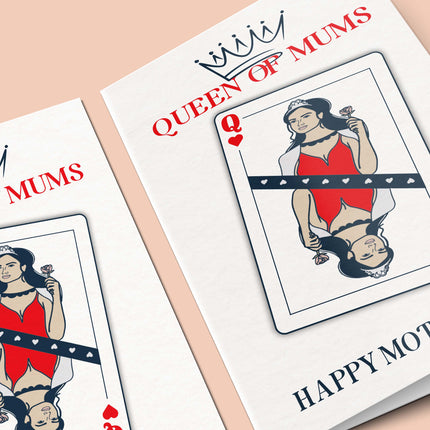 Close up detail of the luxury 300gsm cardstock on the playing card mother's day card.